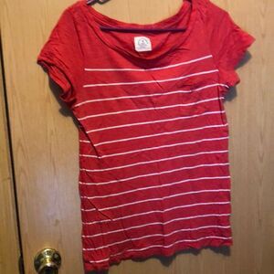 American eagle size medium vintage t with front pocket red and white stripes
